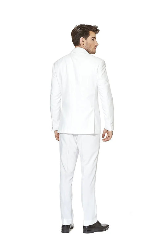White Slim Fit Men's 2-Piece Suit Notch Lapel Two Buttons Business Wedding Prom Groom Tuxedos Jacket & Pants Set