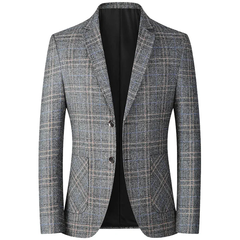 Blazer Men's Fashionable High-end Business-oriented Outdoor Gentleman's Trendy Checked Casual Wear for Hosting Weddings Blazer