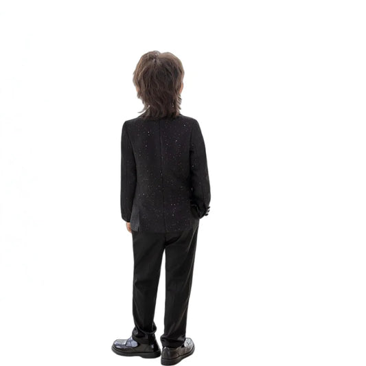 Flower Boys Wedding Suit Set Children's Piano Performance Costume Kids Blazer Vest Pants Bowtie Brooch 5Pieces Clothes Set