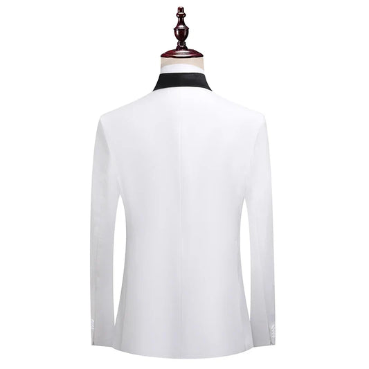 Men's High-Quality European Style Formal Suit Youth Business Slim Fit Square Collar Single-Breasted Wedding Groom Jacket