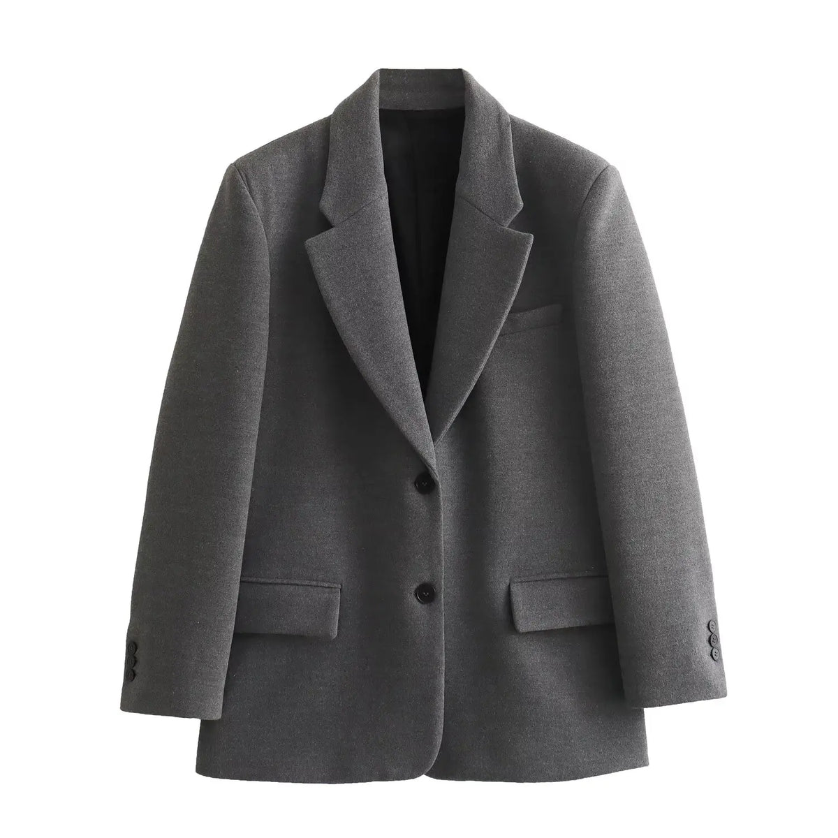 Women's Fashion Versatile Lapel Single Breasted Blazer With Shoulder Pads Female High Street Casual Long Sleeve Jacket Mujer