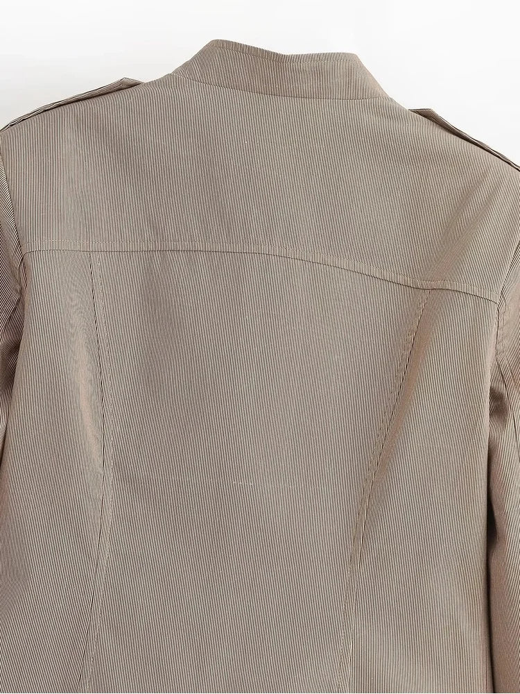 Women Military Style Cropped Blazer Jacket Gold Button Slim Short Suit Coat Stand Collar Elegant Office Lady Outerwear