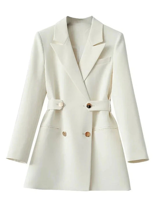 Women Suit Blazer Elegant Coat Spring Autumn Fashion Korean Blazer Luxury Double Breasted Jacket Solid Ladies Tops Clothes