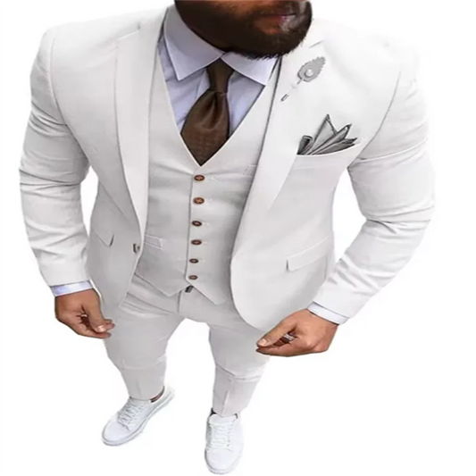 Men's 3 Pieces Suit Formal Business Notch Lapel Slim Fit Tuxedos Best Man Blazer For Wedding(Blazer+Vest+Pants)