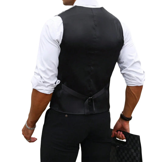 Men's Suit Vest Slim Fit V-Neck Single Breasted Formal Waistcoat for Business & Weddings