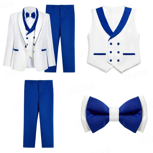 Boys 4-Piece Formal Suit Set – Slim Fit Tuxedo with Bow-tie for Kids & Toddlers