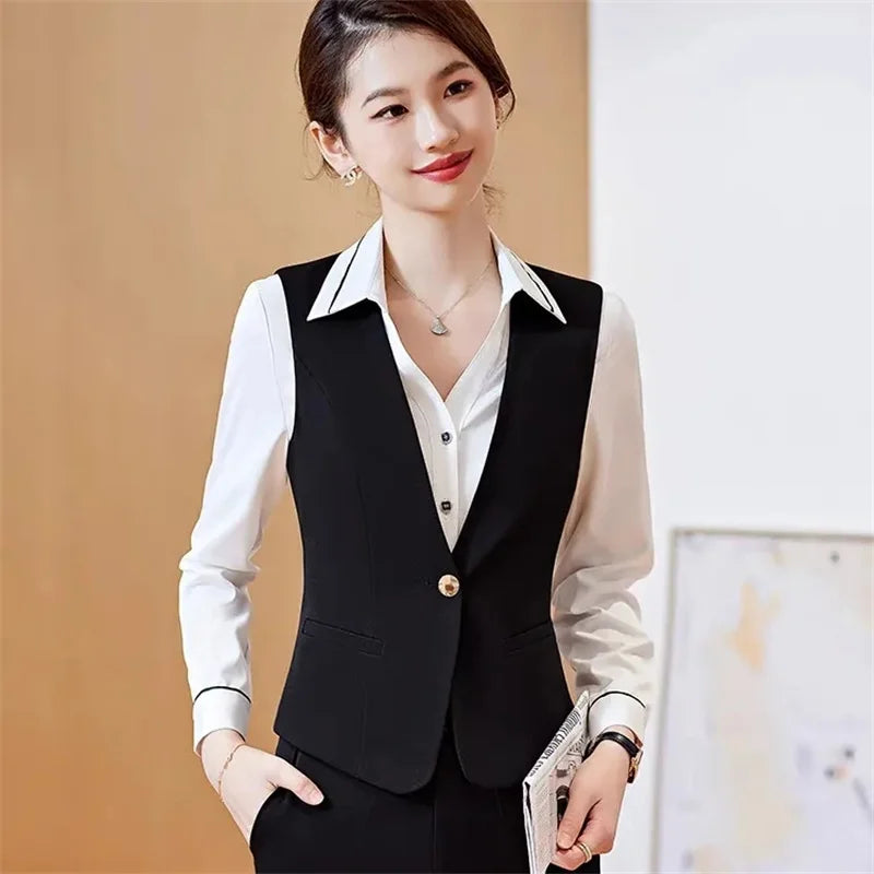2025 New Woman Classic Long Vest Female Elegant Suit Vest Sleeveless Jackets Outerwear Office Ladies Slim Waistcoat Vest Tops
