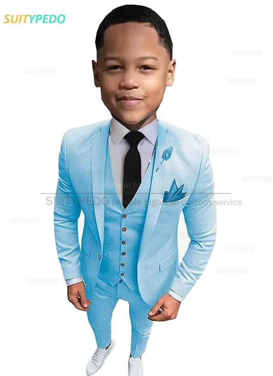 New Fashion Boys Suits Children Birthday Formal Outfit Blazer Vest Pants 3 Pieces School Activity Chorus Performance Costume
