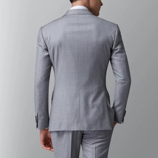 Men's Slim Fit 2-Piece Formal Suit – Light Grey Single Breasted Jacket with Trousers for Weddings & Business