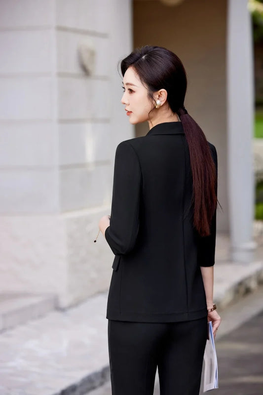 2026 Spring/Summer Women's Fashionable High-Quality Mid-Sleeved Two-Piece Set Pants + Blazer Elegant Comfortable Clothing