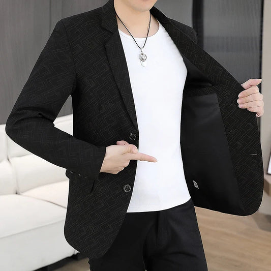 2025 Spring Autumn Men's Casual Blazers Korean Youth Handsome Slim Fit Suit Jacket Business Social Office Men's Clothing M-6XL