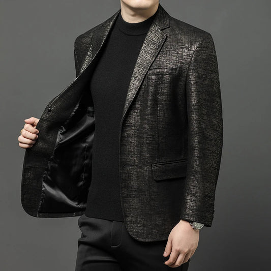 Genuine Leather Blazer for Men – Sheepskin Slim Fit Gentleman Jacket for Winter