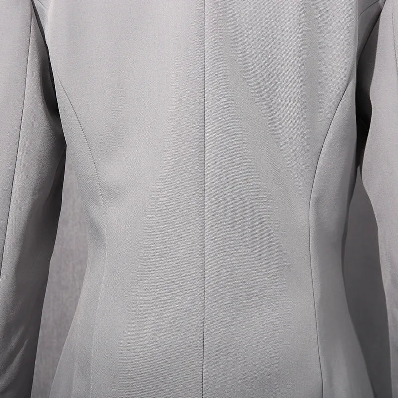 Spring Autumn New Women's Blazer Pleated Waist Cinching Slim Fit Solid Color Elegant Fashion Office Lady Trend Coat HK15496