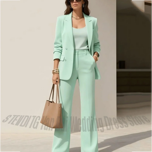 Formal Business Women Two Piece Suit Peaked Lapel Double Breasted Straight Fit Elegant Office Lady Wedding Guest Luxury Outfit