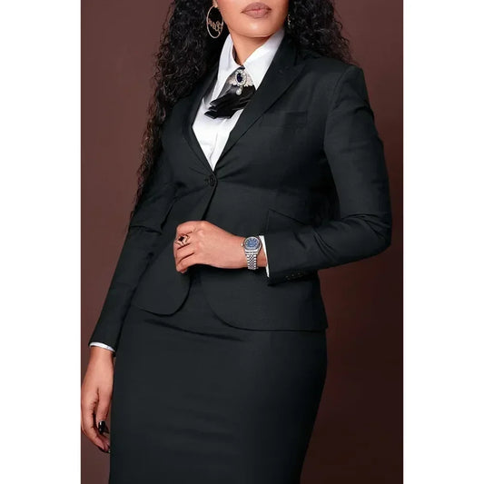 Woman Suits Two Piece Fashion Peak Lapel One Button Blazer with Skirts Elegant Business Casual Formal Office Lady Suits