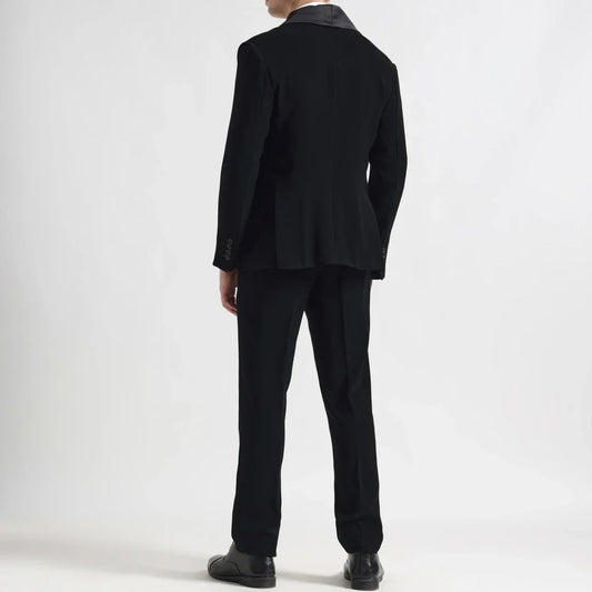 Men Suit 2 Pieces Black With Bright Lapel Single Button For Wedding Business Banquet Party Office Daily Work Jacket And Pants