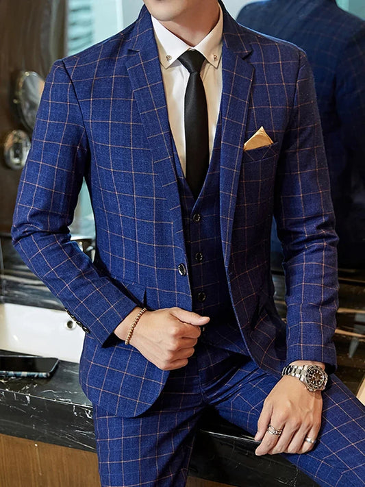Men's Slim Fit Single Breasted Suit – Wedding & Formal Occasion Set (2-Piece & 3-Piece)