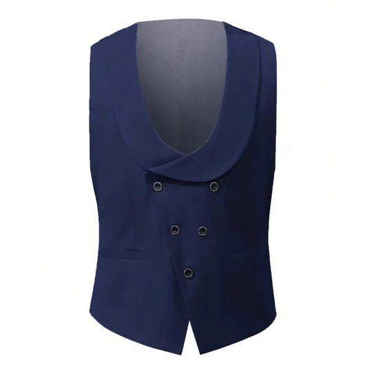 Double Breasted Vest for Men – Formal Lapel Waistcoat for Weddings & Business