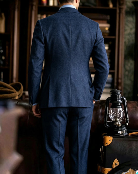 Retro Herringbone Tweed Wool Blend Men’s 3PC Suits (Jacket+Pants+Vest) for Business Wedding Prom Party Travel Dinner Banquet