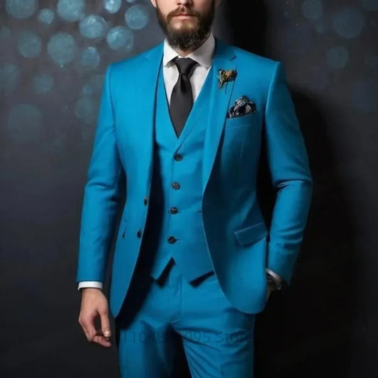 3-Piece Slim Fit Wedding Tuxedo Set for Men – Jacket, Vest & Pant