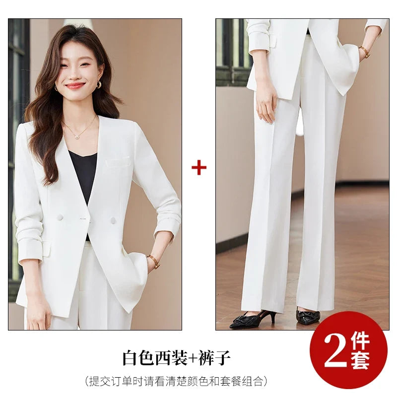Fashionable business women's suit, high-quality two-piece pants + blazer. Unique temperament, comfortable and stylish