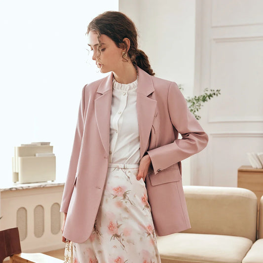 Women's French Elegant Blazers 2026 Autumn Winter Single Breasted Coats Solid Office Lady Sashes Female Tops O23CW69308