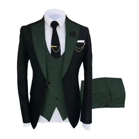 Men's 3-Piece Suit Set Slim Fit Jacquard Tuxedo for Wedding & Formal Occasions