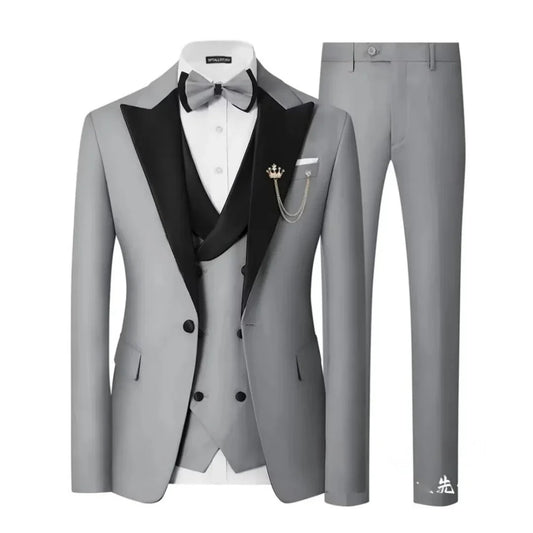 Men's Slim Fit 3 Piece Tuxedo Suit Set Double Breasted Wedding Prom Dinner Formal Wear