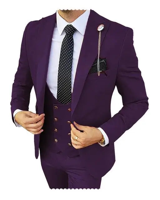Slim Fit Peaked Lapel Mens Suits Green Business Wedding Tuxedo Fashion Groom Outfit Blazer with Vest And Pants for Prom Party
