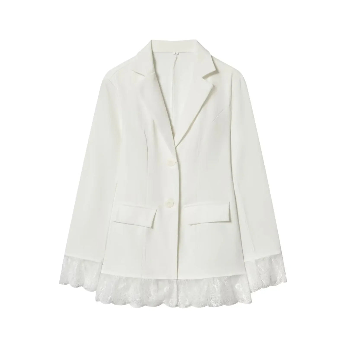 Woman Early Spring Fashion Long Sleeves Single Breasted Lace Patchwork Decoration Blazer Female Casual Slim Commuting Coat