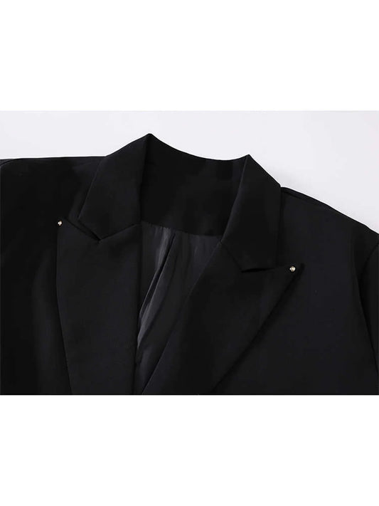 Women's Black Gothic Emo Blazer Jacket Vintage Long Sleeve Outerwear Office Ladies Oversize Suit Coat Harajuku Y2k 2000s Clothes