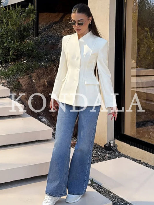 Elegant Blazer Women's Commute Blazer Coat 2026 Spring Fall Minimalist Office Lady Party Basic Dinner Slim-Waist Blazer