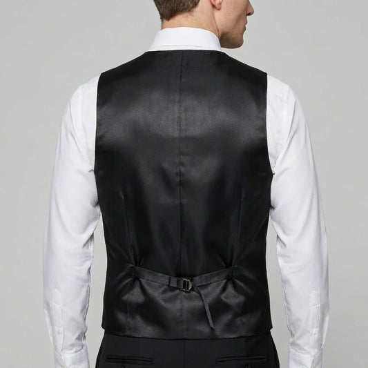Men's Suit Vest Slim Fit Single Breasted Waistcoat Black Smart Casual Wedding