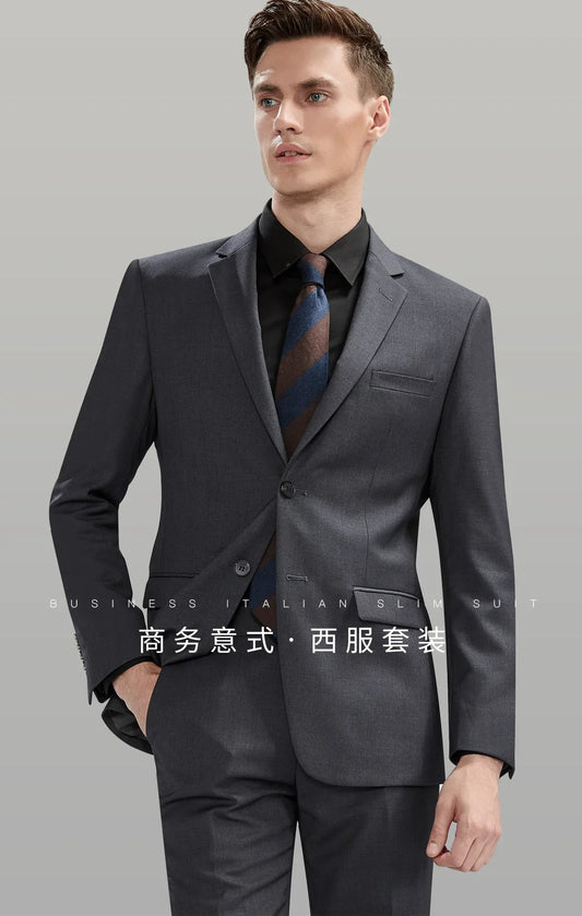 Men's Slim Fit Suit Blazer and Pants Set for Business Formal and Wedding Occasions
