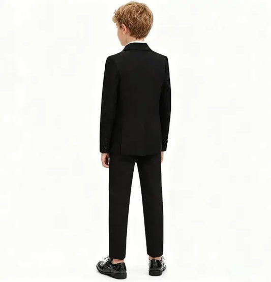 Handsome Kids Black Formal Suit Set Flower Boy British Style Photography Outfit Children's Hosting Piano Performance Formal Wear