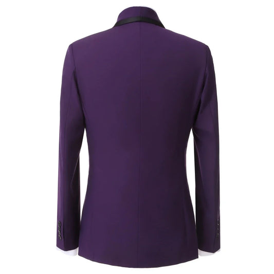 Men Suit Dark Purple 3 Pieces Single Button With Lapel For Wedding Birthday Banquet Party Business Work Office Jacket Vest Pants