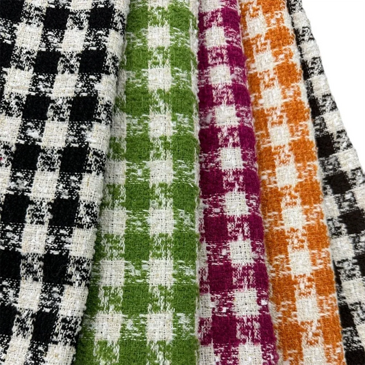 High End Women Suits Green Houndstooth Tweed Blazer with Mini Skirt 2 Piece Set Elegant Lady Formal Office Party Casual Event