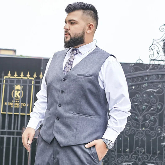Men's Plus Size Formal Vest Single Breasted Waistcoat for Weddings and Events