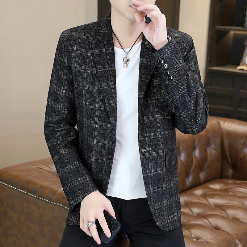 Blazer Men's Fashion Business Gentleman Groom Professional Gentleman Form-fitting Versatile Casual Formal Wear High-end Blazer