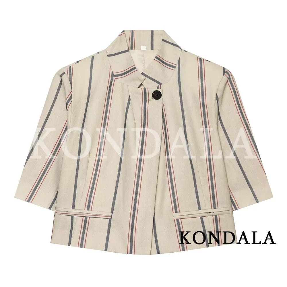 Commute Short Sleeve Blazer Women Summer Elegant Stand-up Collar Short Blazer New 2026 Trendy High Street Casual Blazer