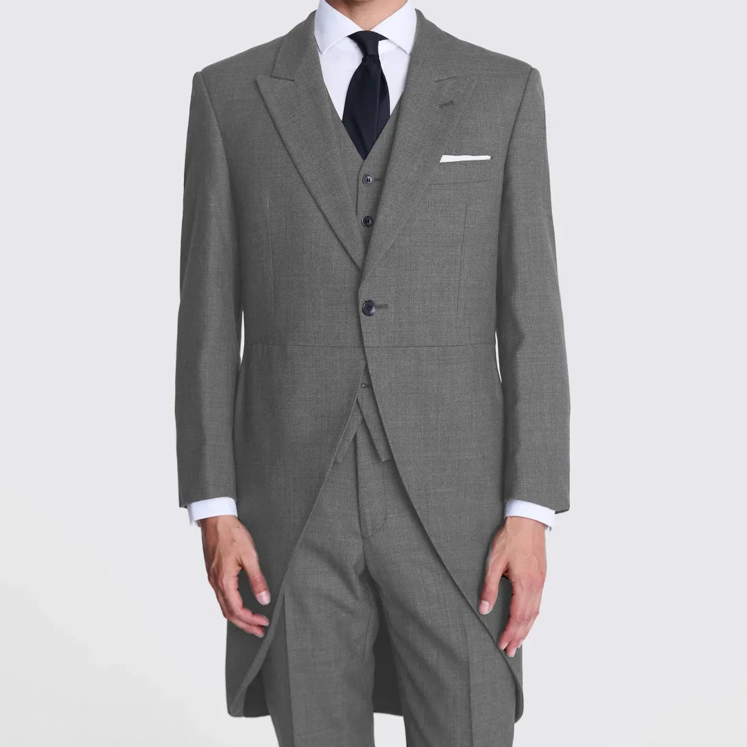 Men Suit 3 Piece Dark Gray With Lapel Single Button Business Casual For Wedding Banquet Work Tuxedo Jacket Vest With Pants