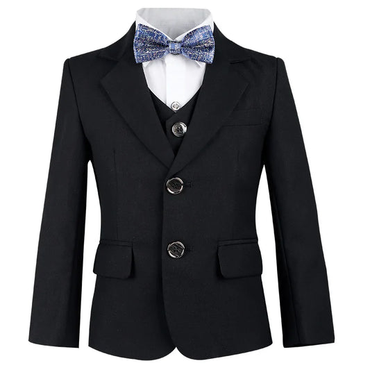 Flower Boys Slim Fit Wedding Dress 1-11Years Children's Jacket Vest Pants Bowtie 4Pieces Birthday Party Performance Costume