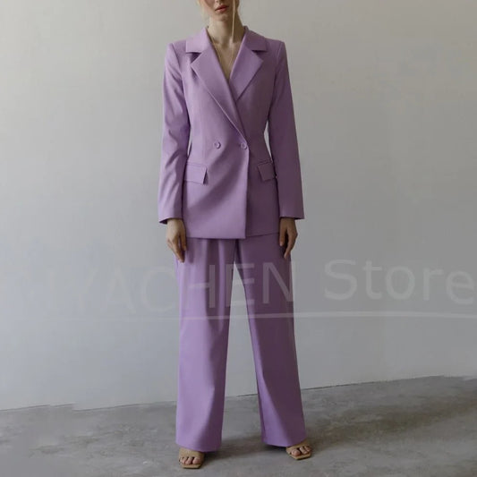 Elegant Pants Sets Chic Notch Lapel Blazer with Pants Basics Formal Office Lady Daily Casual Slim Women Suits Two Piece