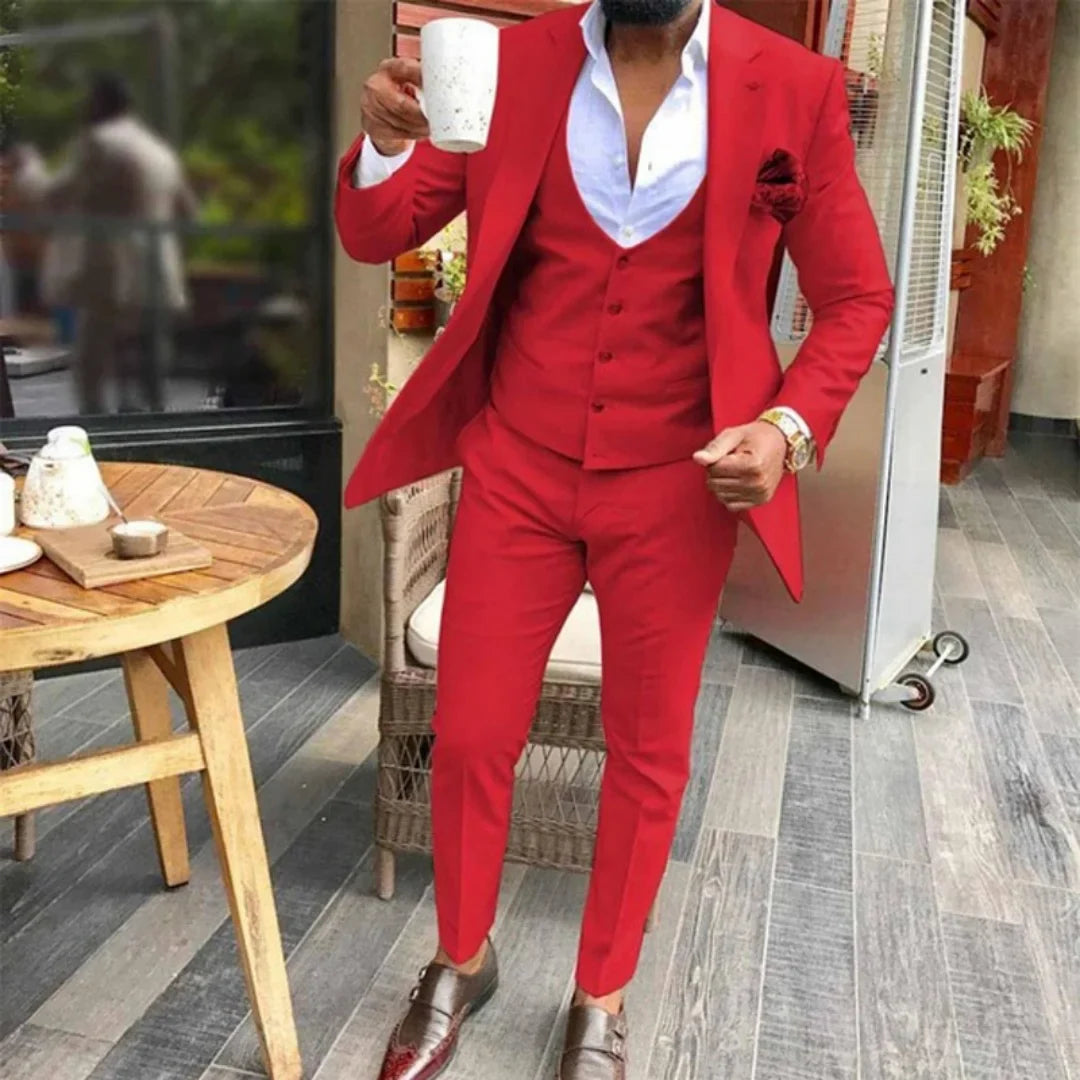 Slim Fit Men Suits for Wedding 3 Piece Casual Style Male Fashion Costume Jacket Waistcoat with Pants Groom Tuxedo