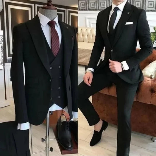 Slim Fit Men's Suits 3 Pieces Tuxedos Groom Wedding Tuxedo Terno Masculino De Pour Hommes Blazer(Jacket+Pants+Vest)