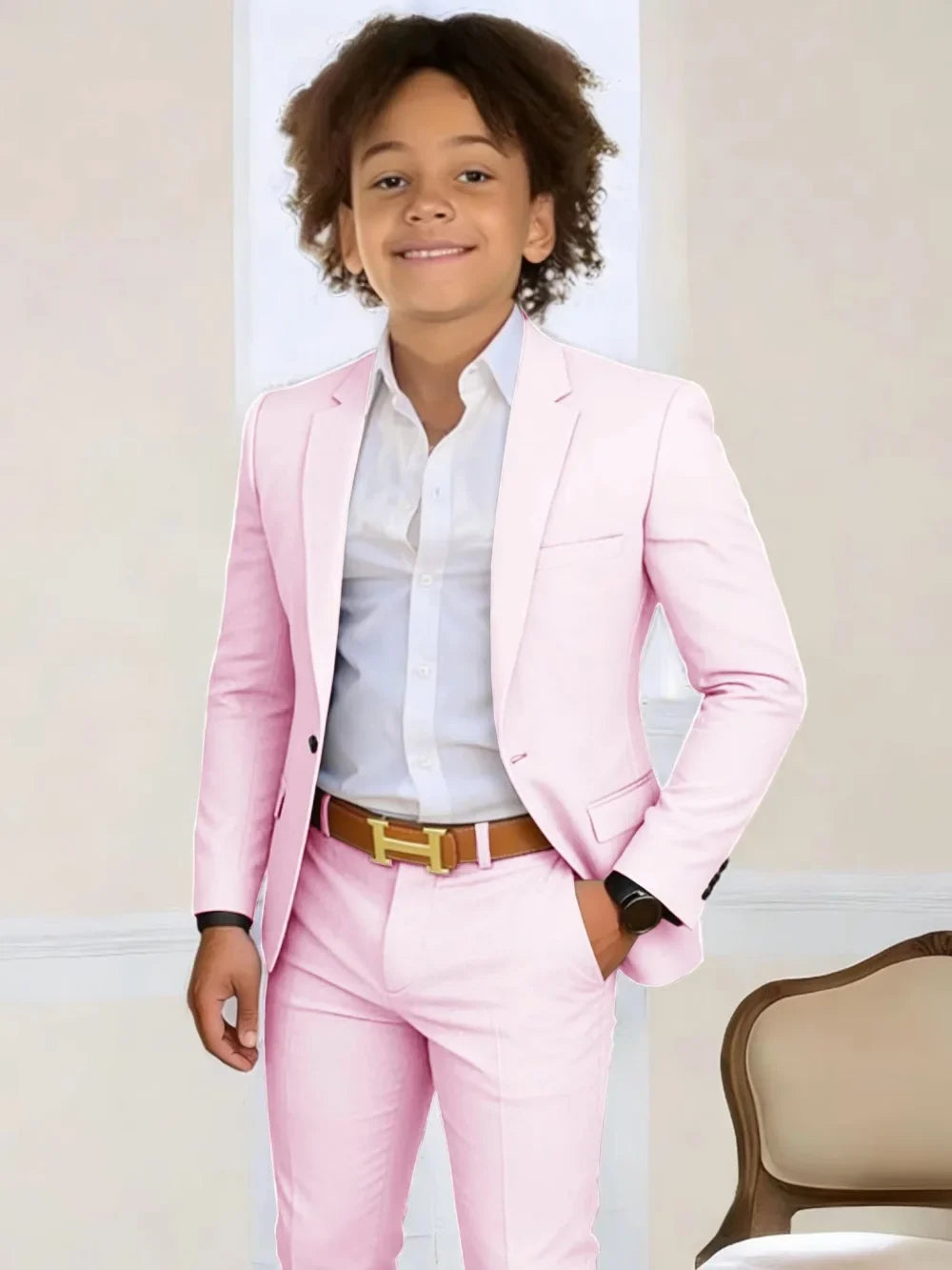 Boys Stylish Suit Set 2 Pieces Piano Performance Wear Ome Button Classy Kids Slim Fit Suits For Wedding Notched lapel Tuxedo