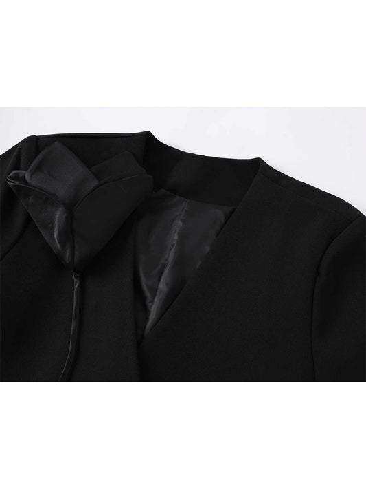 Women Black Gothic Blazer Jacket Vintage Long Sleeve Outerwear 3D Floral Casual Suit Coat Harajuku Y2k Emo 2000s Clothes Autumn