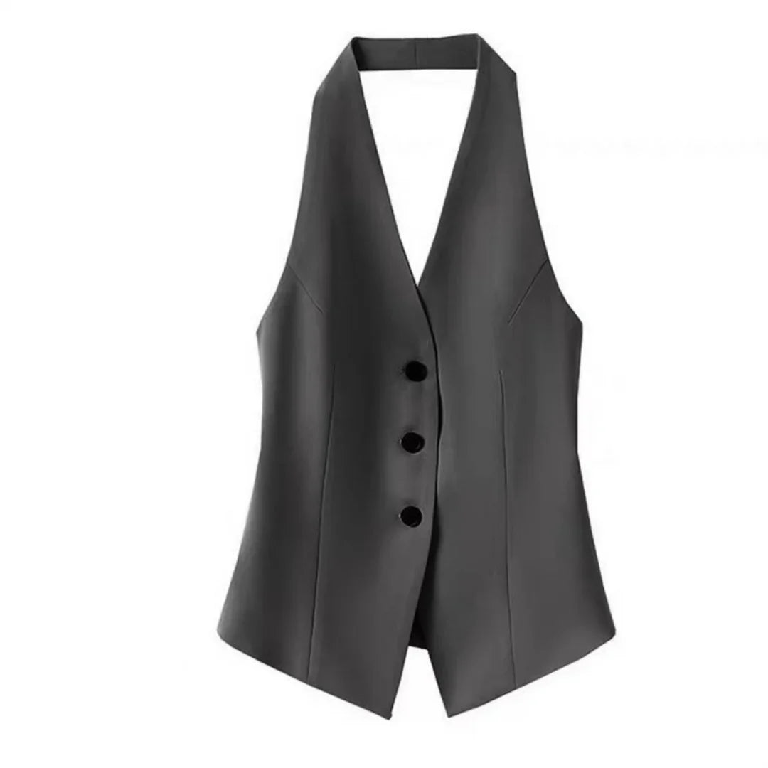 Vest Fashion Lady Vest Casual Sleeveless Streetwear Elegant Slim Fit Suit Waistcoat Trendy Solid Color Office Tank Top For Women