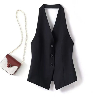 Vest Fashion Lady Vest Casual Sleeveless Streetwear Elegant Slim Fit Suit Waistcoat Trendy Solid Color Office Tank Top For Women
