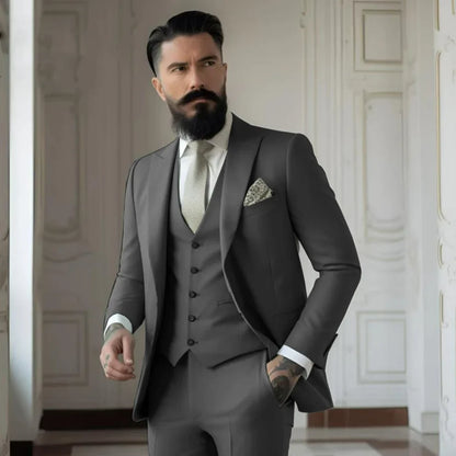Green Men's Slim Fit 3 Piece Suits (Jacket+Vest+Pant) Wedding Groom Tuxedos Prom Formal Male Party Blazers